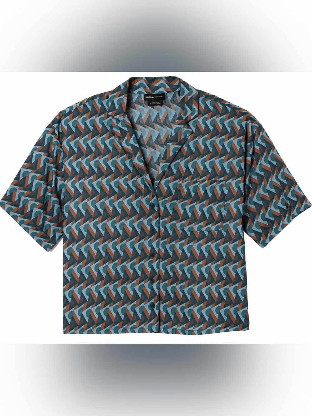 prAna Iguala Top High Tide Retro Geo Tencel Modal Camp Shirt NWT